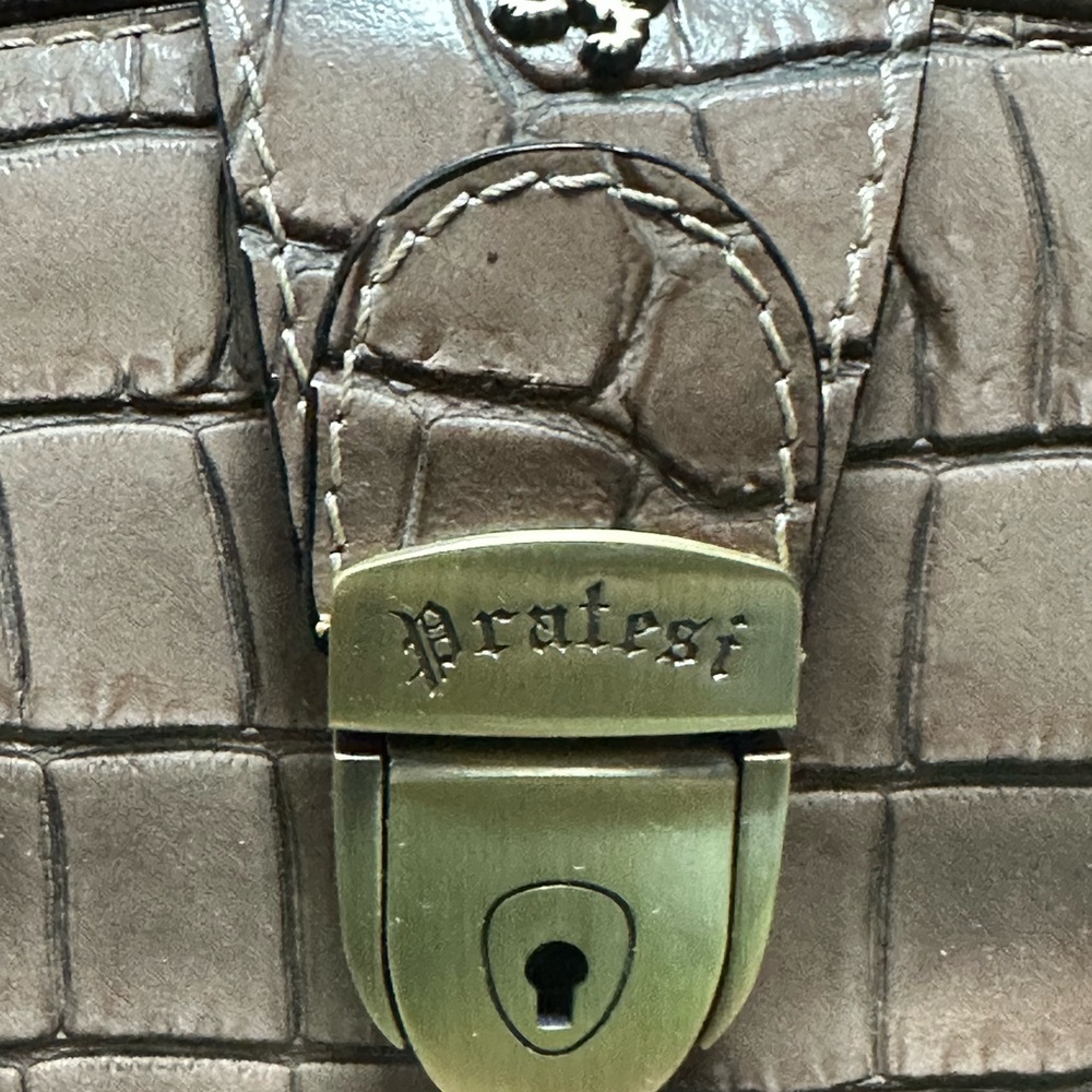 Pratesi Brown Crocodile-Embossed Leather Bag